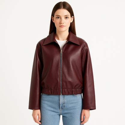 Classic Rider Dames Motorjack – Bordeaux Rood