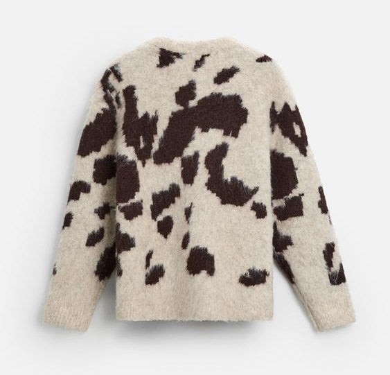 Cozy Mohair Knit Sweater – Beige & Brown Pattern