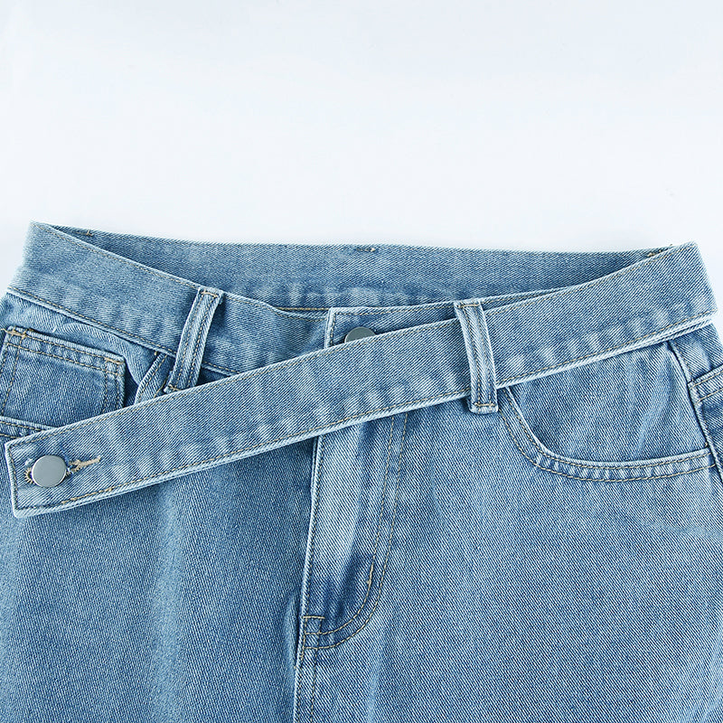 Crossover High Waist Straight Jeans
