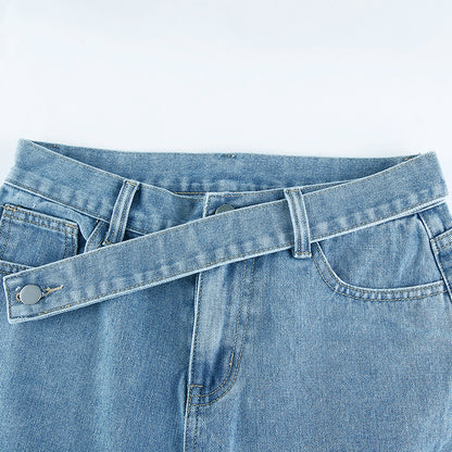 Crossover High Waist Straight Jeans
