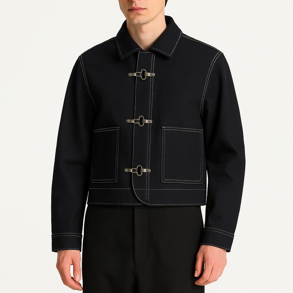 Cropped Buckle Denim Jacket