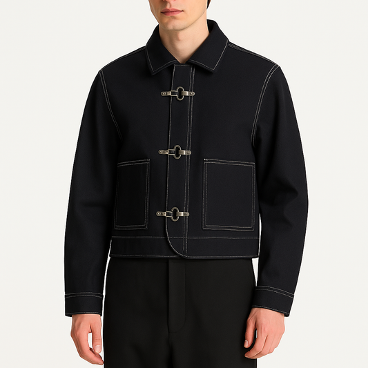 Cropped Buckle Denim Jacket