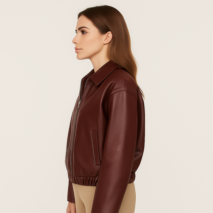 Classic Rider Dames Motorjack – Bordeaux Rood